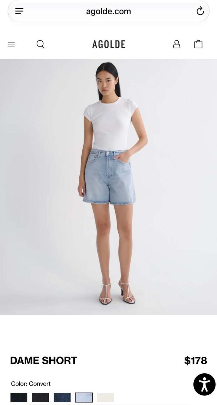 AGOLDE Parker Long Denim Shorts Blue Distressed